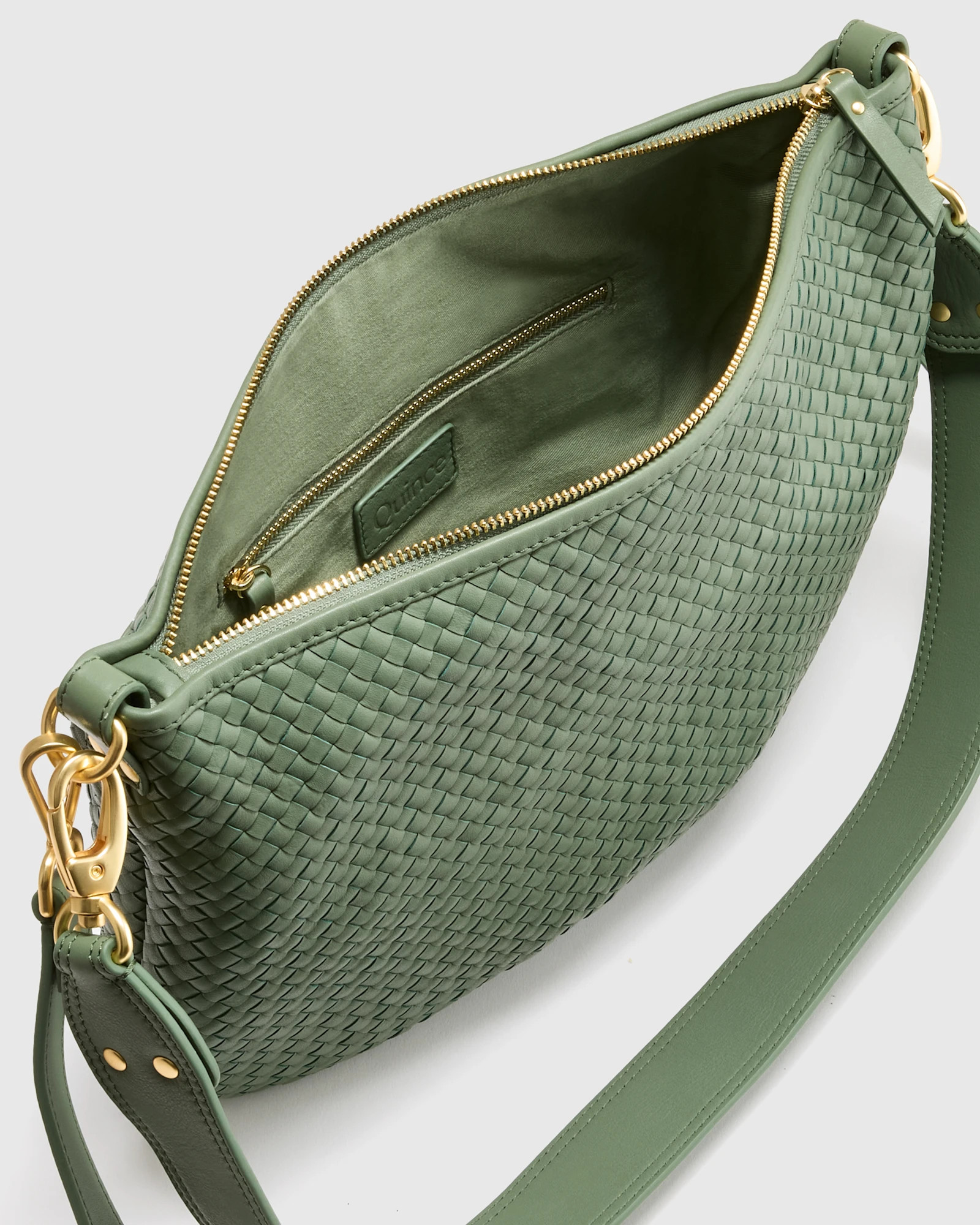 Italian Leather Convertible Crescent Handwoven Shoulder Bag | Quince
