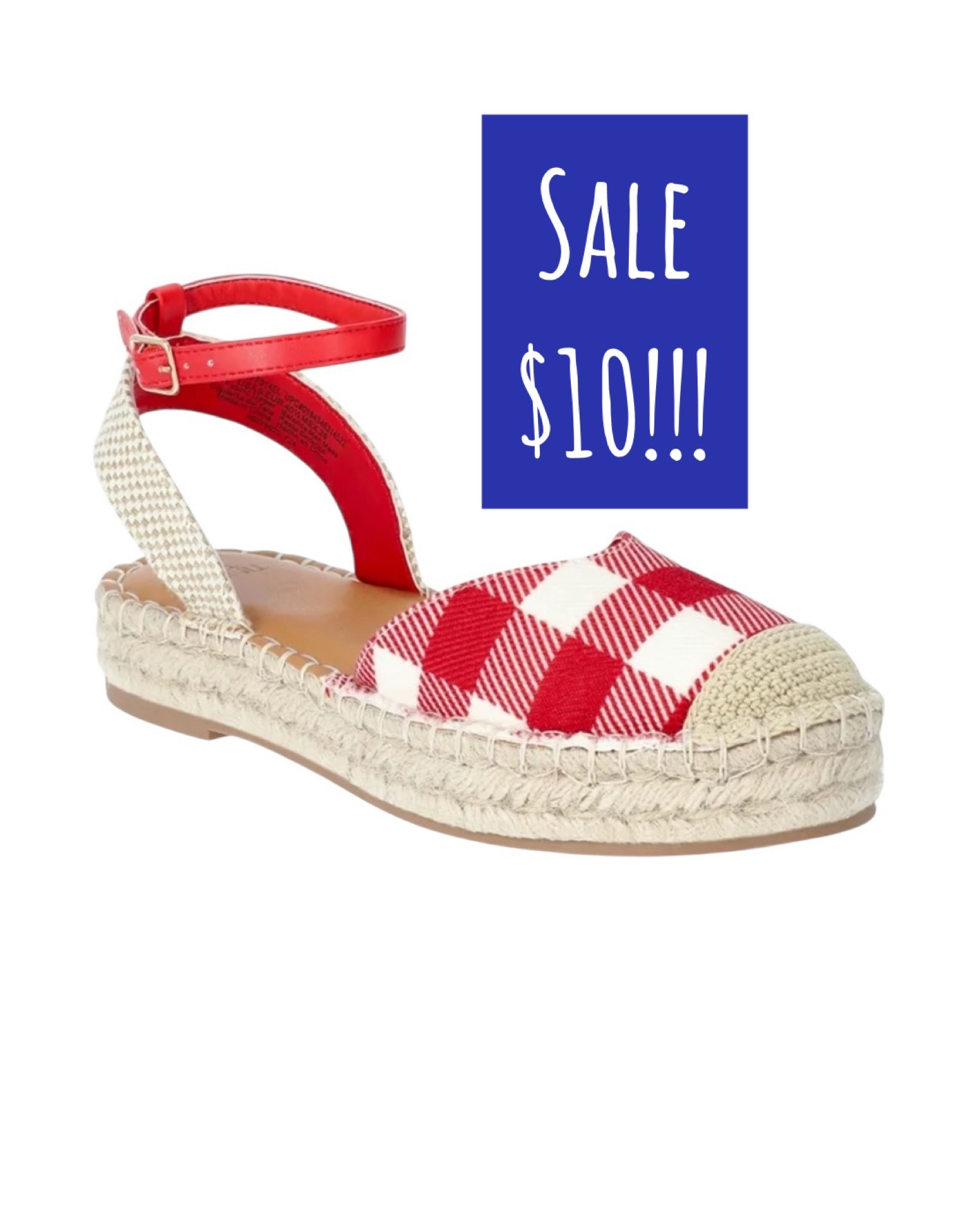 Cool, summer style in any season with Time and Tru's breezy Espadrilles. These classic warm-weather shoes keep it casual with a closed-toe design and wrapped sole. The adjustable ankle strap allows for a secure fit and the memory foam insole cushions your feet with every step. Best part? These espadrilles pair effortlessly with just about any outfit. Only at Walmart.
• Material: Polyurethane and fabric upper; Thermoplastic Rubber outsole
• Care: Wipe clean
• Country of Origin: Imported
• Heel Height and Type: 1.37" flatform
• Shoe Closure: Ankle strap with adjustable buckle
• Shoe Width: Medium
• Comfort Features: Memory-foam insole
• Ankle Strap Espadrilles for Women from Time and Tru

#LTKSaleAlert #LTKFindsUnder50 #LTKShoeCrush