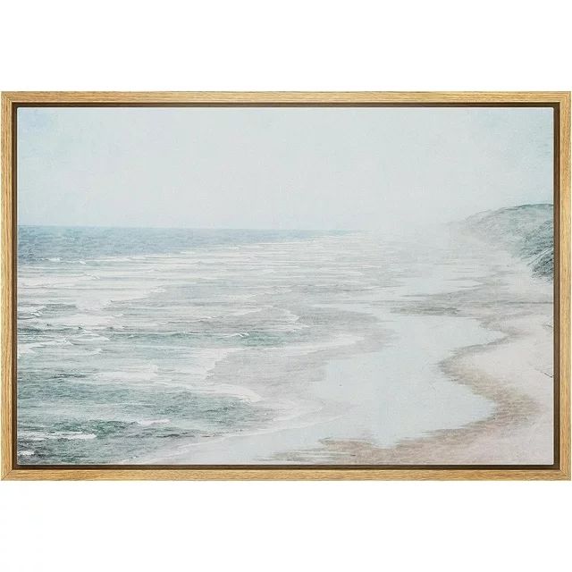 PixonSign Framed Canvas Print Wall Art Misty Fog Coastal Beach Shore Nature Wilderness Illustrati... | Walmart (US)