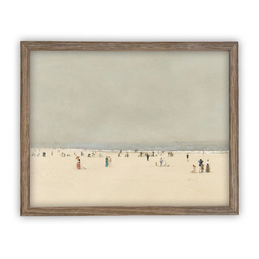 Vintage Framed Canvas Art // Framed Vintage Print // Vintage Framed Oil Painting // Coastal Beach... | Etsy (US)