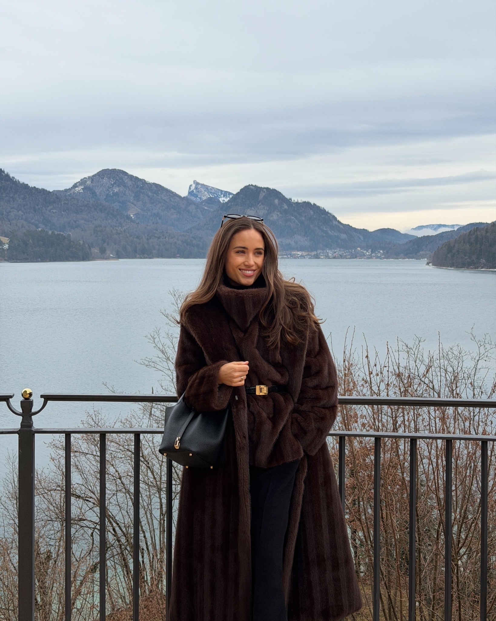 Days in Austria🤎 wearing a faux fur coat and vest by de savary London styled with black toiled pants by Andiata and my black Hermes picotin bag 

#LTKeurope