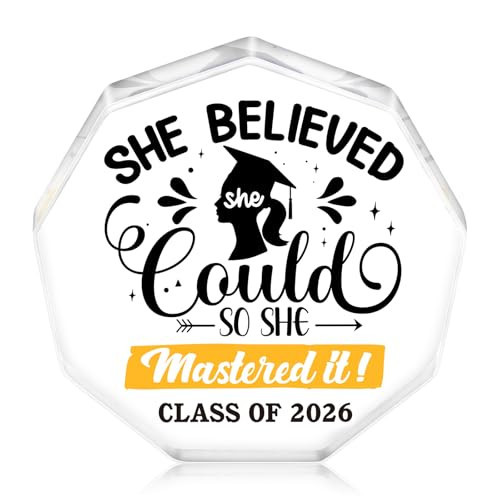 WaaHome Masters Degree Graduation Gifts 2026 - She Believed She Could So She Mastered It Graduation Gifts for Her Girls Women Daughter, Class of 2026 Masters Graduation Keepsake and Paperweight | Amazon (US)