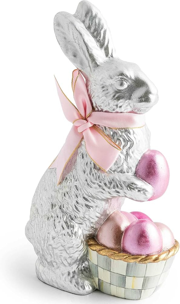 MACKENZIE-CHILDS Touch of Pink Foil Bunny, Cute Bunny Figurine, Spring Rabbit Decor and Easter De... | Amazon (US)