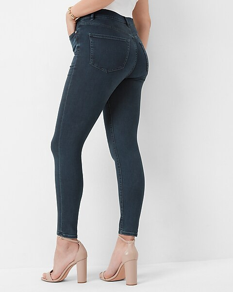 Super High Waisted Dark Wash Supersoft Skinny Jeans | Express