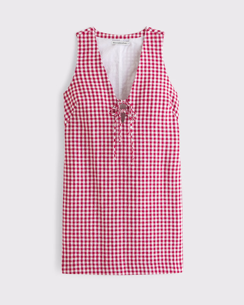 Women's Linen-Blend Tie-Front Mini Dress | Women's New Arrivals | Abercrombie.com | Abercrombie & Fitch (US)
