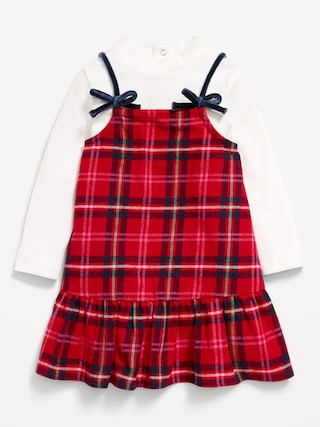 Ribbed Mock-Neck Top and Tie-Bow Ruffled Dress Set for Baby | Old Navy (US)