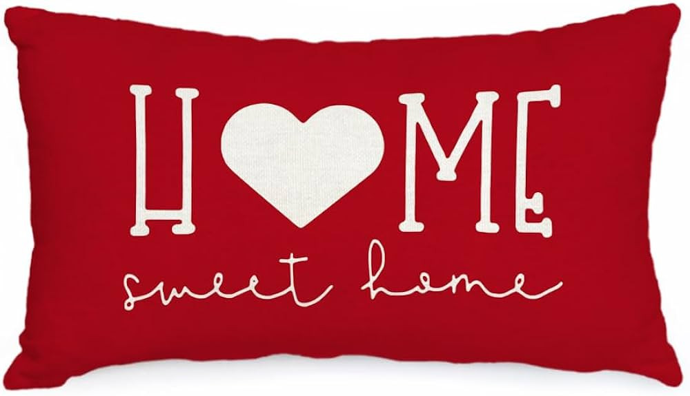 AACORS Valentines Day Lumbar Pillow Cover 12X20 Home Sweet Home Decorations Farmhouse Decorative ... | Amazon (US)