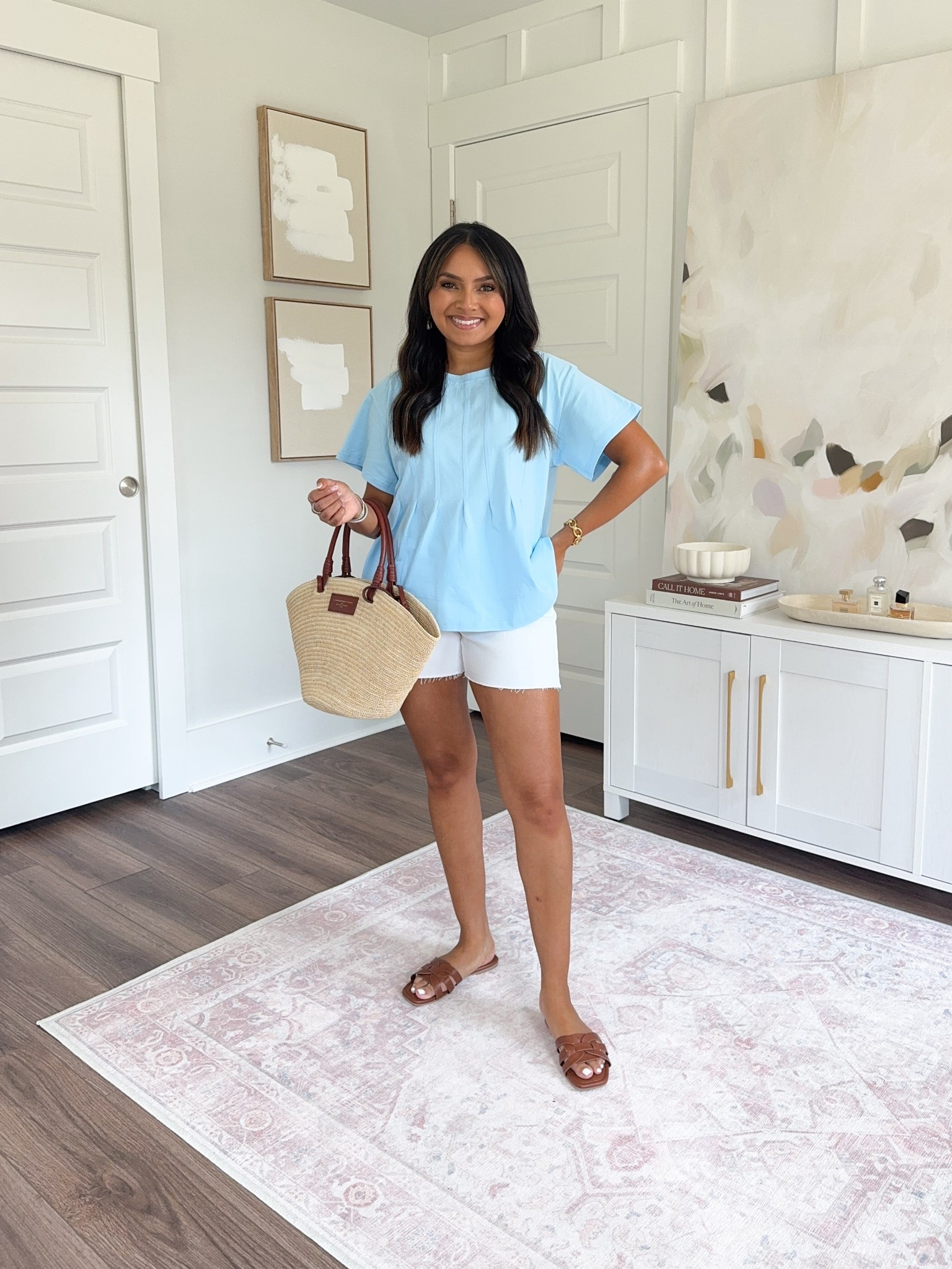 Blue top size small TTS
White shorts size 26 petite TTS
Brown sandals - old, similar linked


#LTKFindsUnder50 #LTKPetite #LTKSaleAlert