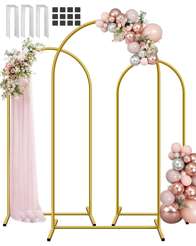 HEMMOTOP Metal Arch Backdrop Stand, Set of 3 (7.2ft / 6.6ft / 6ft) Wedding Arch Stand for Party, ... | Amazon (US)