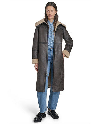 Levi's Women's FX Shearling Funnel Coat - Macy's | Macy's