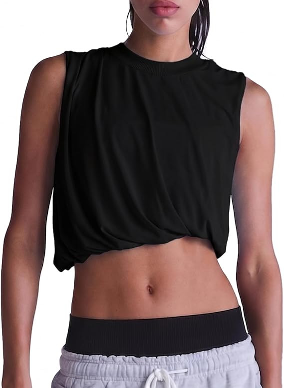 Womens Workout Tank Tops Running Tank Tops Summer Loose Twist Tank Tops Athletic Gym Crop Sleevel... | Amazon (US)
