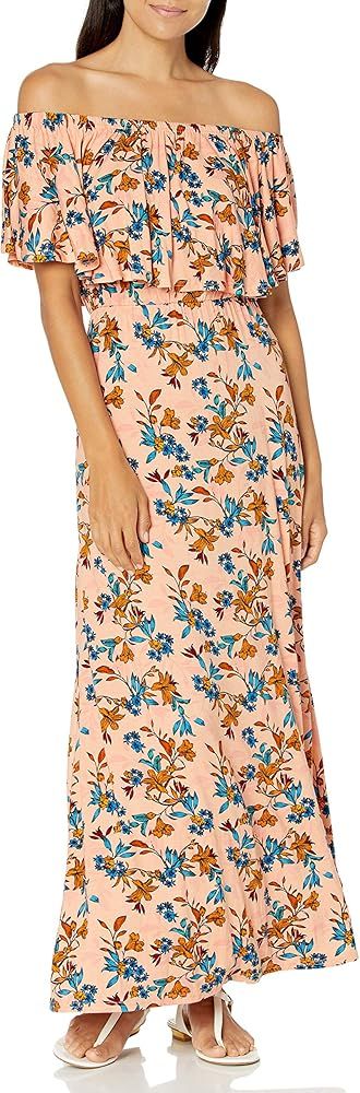 28 Palms Women's Tropical Hawaiian Print Off Shoulder Maxi Dress | Amazon (US)