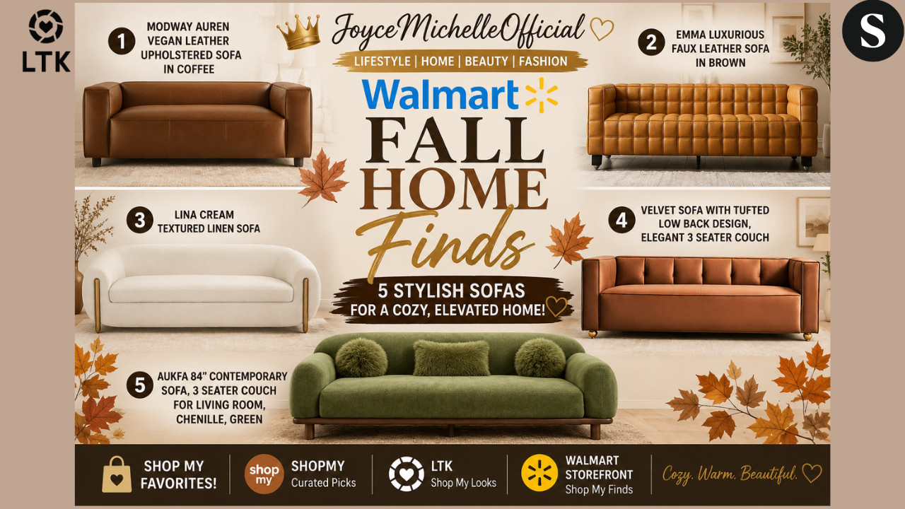 5 Walmart Sofas That Look EXPENSIVE 🍂 | Cozy Fall Home Finds 2026

Walmart is seriously stepping up its furniture game! 🍂🤎 I found 5 gorgeous sofas that bring that warm, elevated designer look into your home for fall — from rich coffee and brown tones to creamy neutrals and a beautiful deep green.
In this Walmart Fall Home Finds roundup, I’m featuring:
🤎 Modway Auren Vegan Leather Upholstered Sofa — Coffee 🤎 Emma Luxurious Faux Leather Sofa — Brown 🤍 Lina Textured Linen Sofa — Cream 🤎 Velvet Sofa with Tufted Low Back Design — Elegant 3-Seater 🌿 Aukfa 84" Contemporary Chenille Sofa — Green
These are perfect if you love warm neutrals, modern organic decor, cozy luxury, contemporary interiors, and designer-inspired furniture without designer prices.
Which one would you put in YOUR living room? I’m torn between that rich coffee leather look and the green chenille! 👀
Some links may be affiliate links, which means I may earn a commission from qualifying purchases at no additional cost to you. Thank you for supporting JoyceMichelleOfficial. 🤎



🛍️Walmart Storefront:



🛍️ShopMy:
https://shopmy.us/shop/collections/7366092


🛍️LTK: 




#WalmartFinds #WalmartHome #WalmartFurniture #WalmartHomeFinds #FallHomeDecor #FallDecor2026 #LivingRoomDecor #LivingRoomIdeas #SofaShopping #AffordableLuxury #LuxuryForLess #HomeDecorFinds #CozyHome #ModernHomeDecor #JoyceMichelleOfficial


Walmart fall home finds, Walmart furniture 2026, Walmart sofas, Walmart couch, Walmart home decor, Walmart fall decor, affordable sofas, designer look for less, luxury furniture on a budget, fall living room decor, cozy living room ideas, brown sofa, coffee sofa, cream sofa, green sofa, velvet sofa, faux leather sofa, chenille sofa, modern sofa, affordable home decor, Walmart home finds 2026, living room makeover, cozy fall home, JoyceMichelleOfficial 

 #LTKxWalmart #LTKOver40 #LTKHome