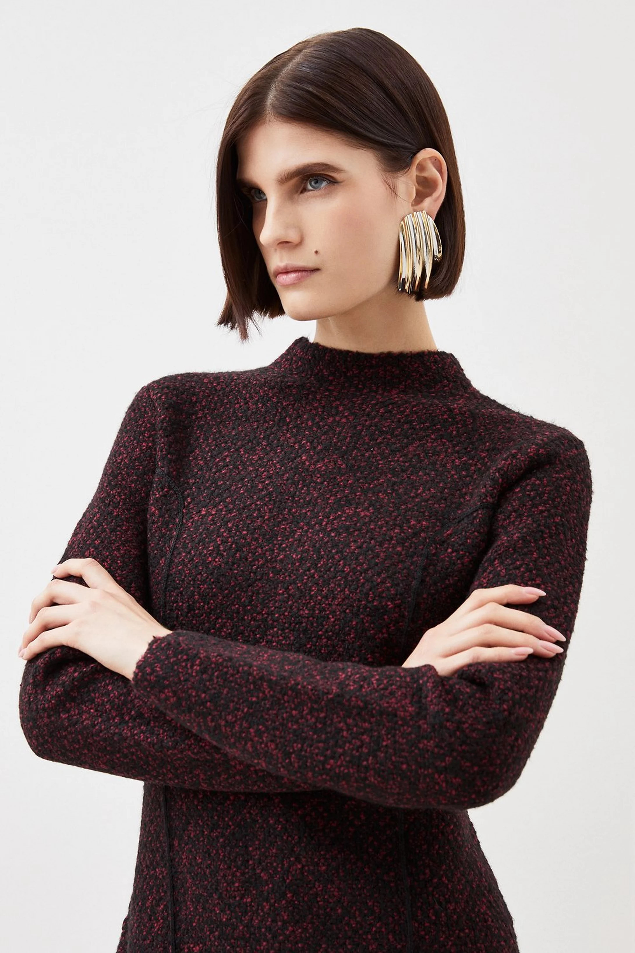 Tweed Knit Mini Dress | Karen Millen UK + IE + DE + NL