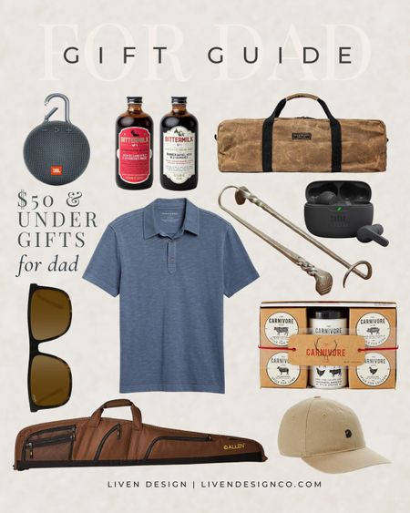 Father's Day gift guide. Gift ideas for him. Gift for him. Under $50. Grill gift. Cooking. Men's polo. Men's sunglasses. Portable speaker. Bbq rub. Bluetooth speakers. Baseball cap. Cocktail. 

#LTKGiftGuide #LTKFindsUnder50 #LTKMens