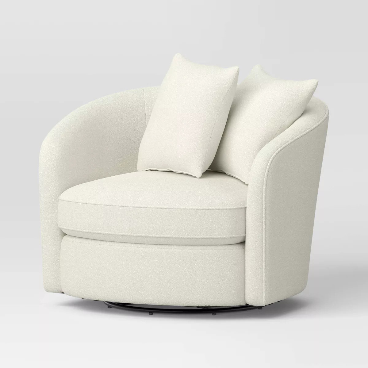 Oversized Upholstered Swivel Accent Chair with Pillows Cream Boucle - Threshold™ | Target