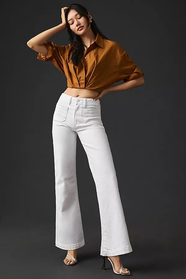 Paige Leenah High-Rise Flare Jeans By Paige in White Size 26 | Anthropologie (US)