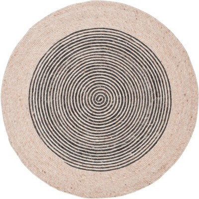 Braided BRD904 Hand Woven Indoor Area Rug - Beige/Black - 5' Round - Safavieh | Target