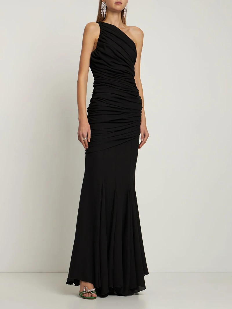 Ruched crepe georgette long dress - Giuseppe Di Morabito - Women | Luisaviaroma | Luisaviaroma