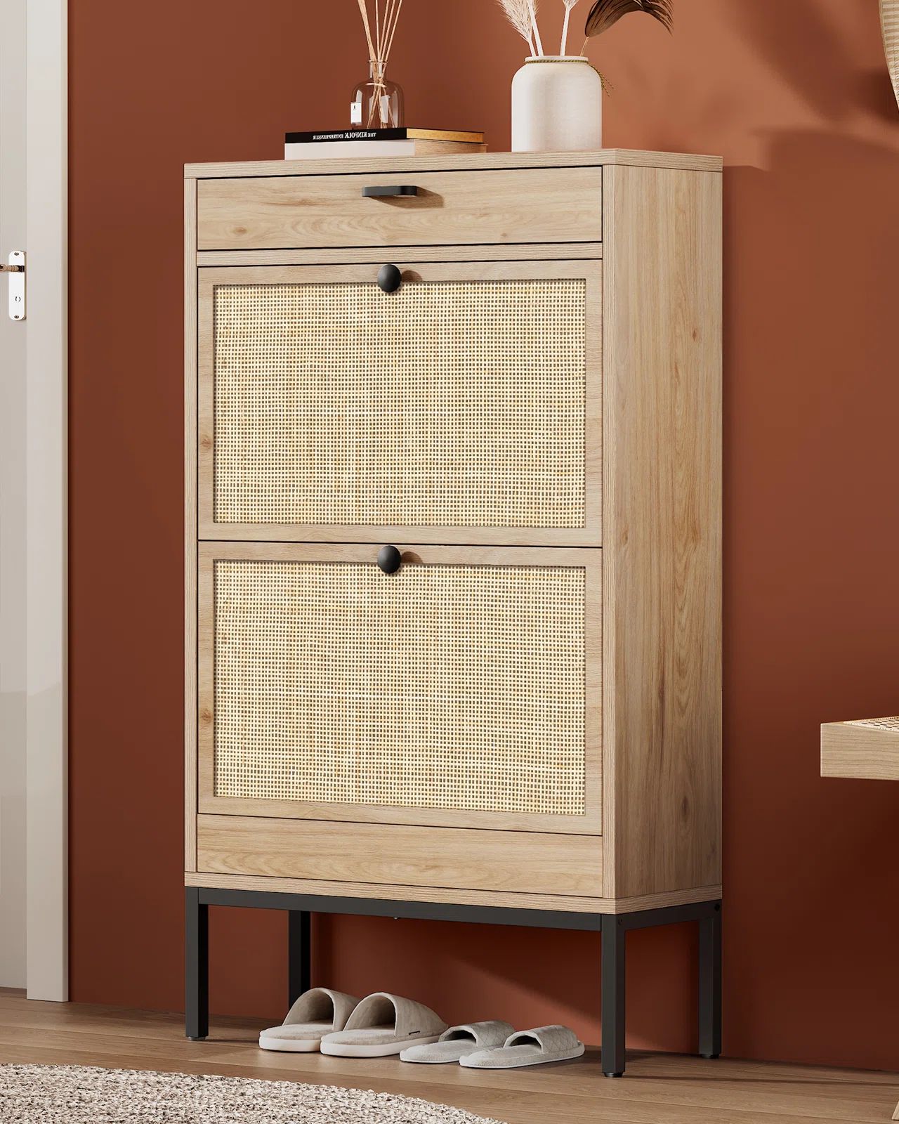 Boho Natural Rattan Shoe Storage Cabinet | Wayfair North America