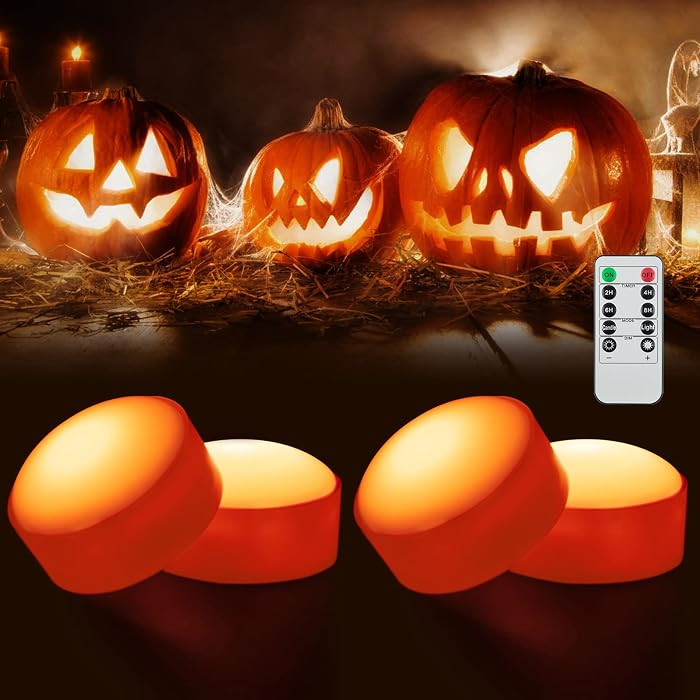 SOLLED 4-Pack Halloween Led Pumpkin Lights, Flickering Flameless Candles with Remote Control and ... | Amazon (US)