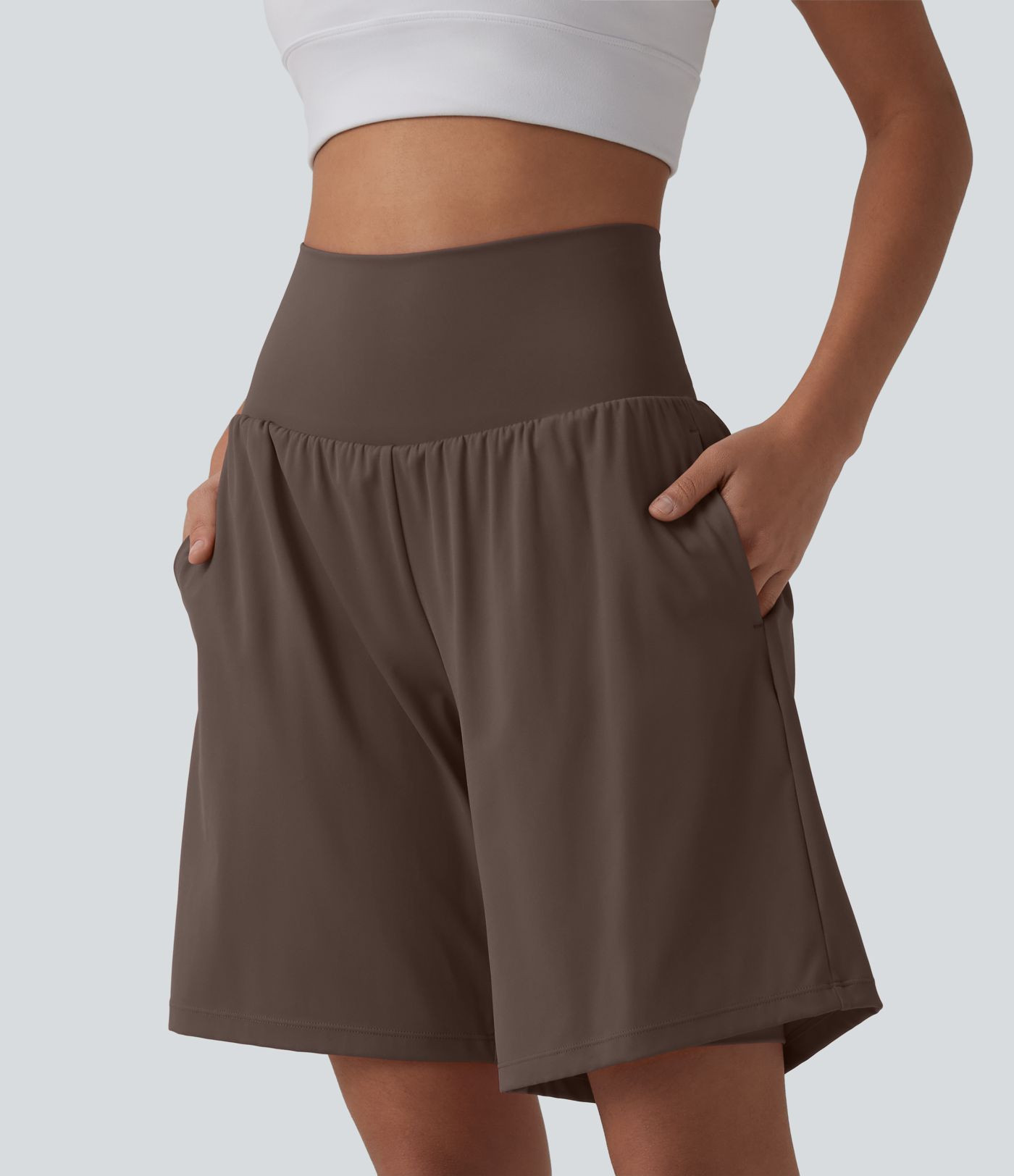Women’s SoftlyZero™ Airy Super High Waisted 2-in-1 Cool Touch Yoga Shorts 9" with Pockets - H... | HALARA