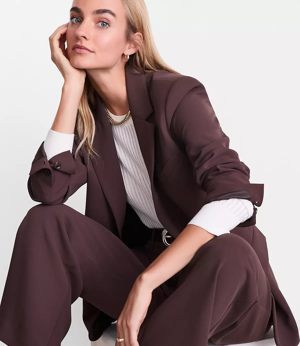 Petite LOFT Versa Crepe Drape Relaxed Blazer | LOFT