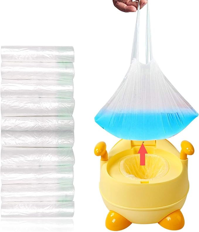 100 Pack Portable Travel Universal Potty Chair Liners with Drawstring Training Toilet Seat Potty ... | Amazon (US)