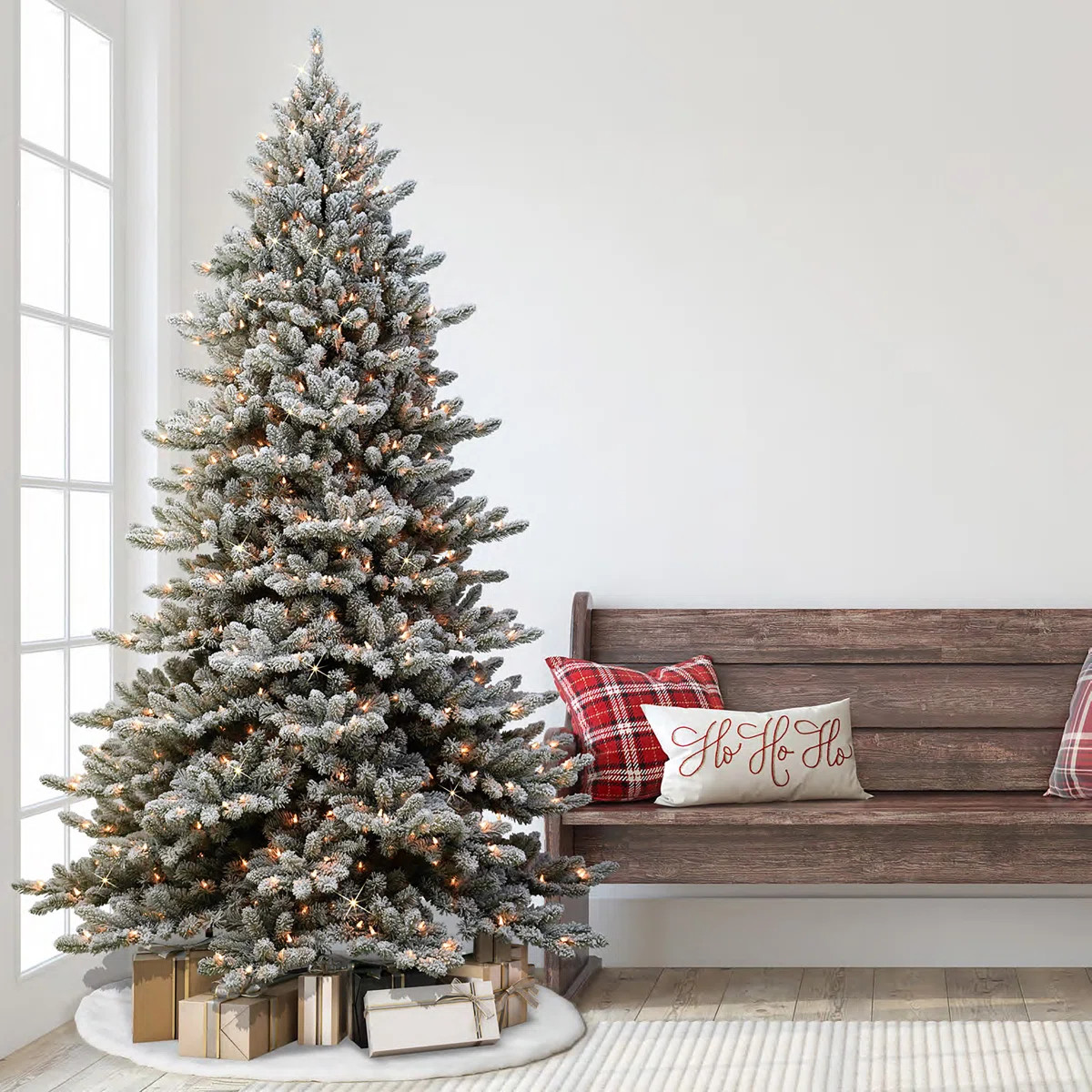 Pre-Lit Artificial Flocked Christmas Tree | Wayfair North America
