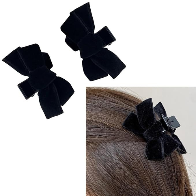 Black Bow Hair Claw Clip Velvet Hair Bows Clips for Women Girls Bowknot Hair Claw Clip Bows Hair ... | Amazon (US)