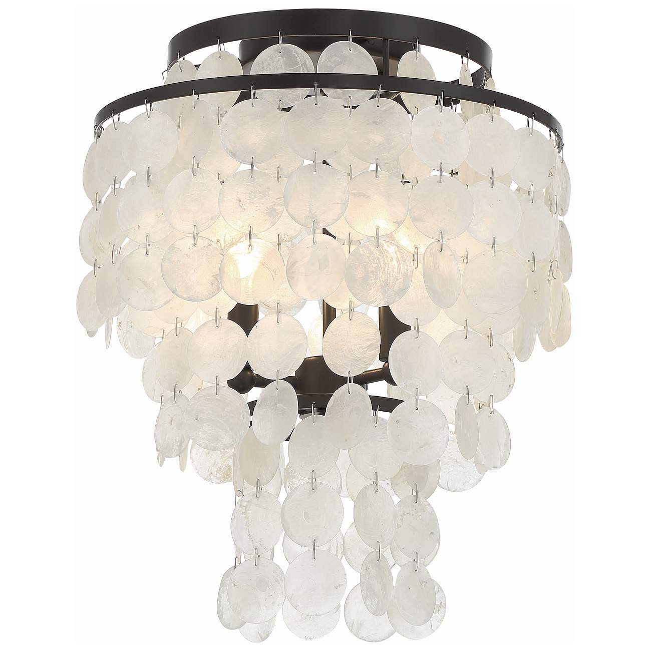 Crystorama Brielle 13" Wide Bronze Capiz Shell Ceiling Light | Lamps Plus