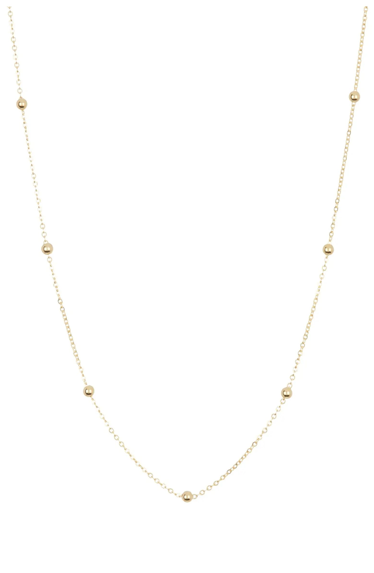14K Yellow Gold 18" Diamond Cut Bead & Link Chain Necklace | Nordstrom Rack