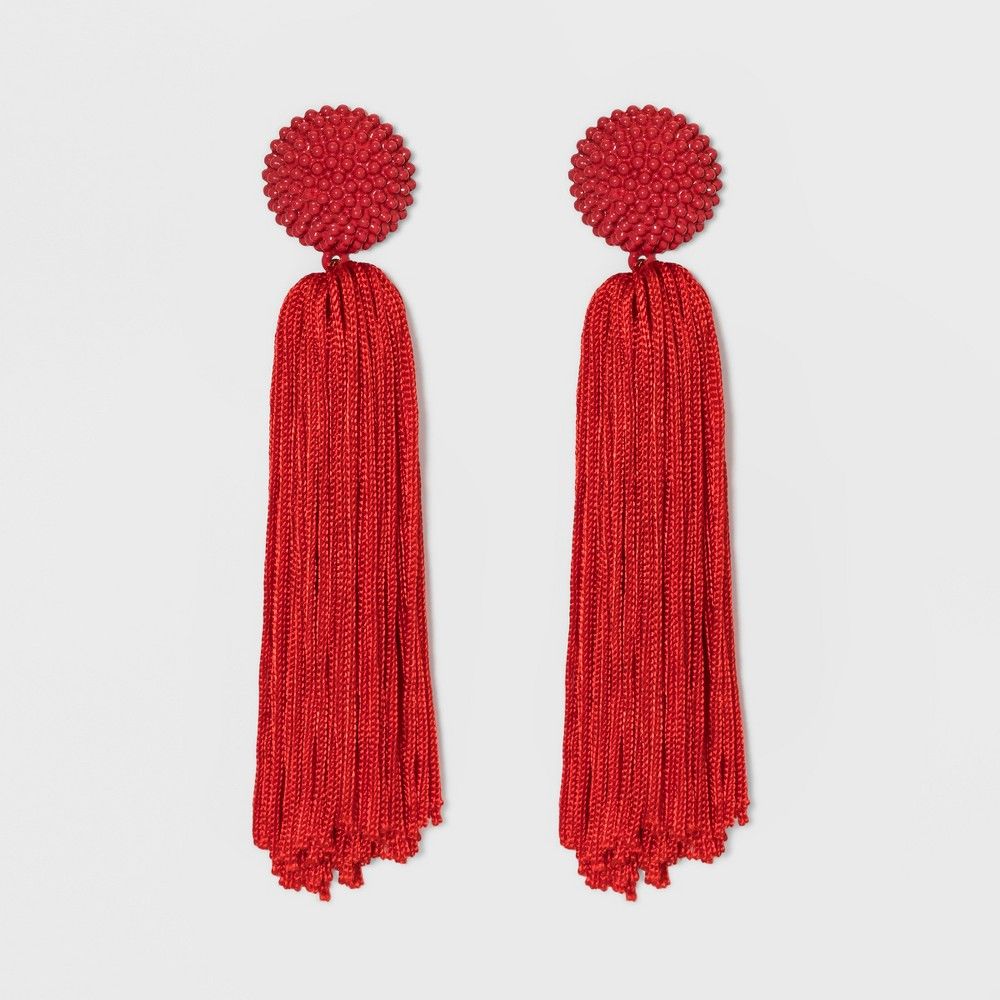 SUGARFIX by BaubleBar Beaded Studs Tassel Drop Earrings - Red, Women's, Size: Small | Target