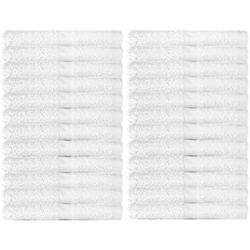 Pacific Linens 24-Pack White 100% Cotton Towel Washcloths, Durable, Lightweight, Commercial Grade... | Amazon (US)