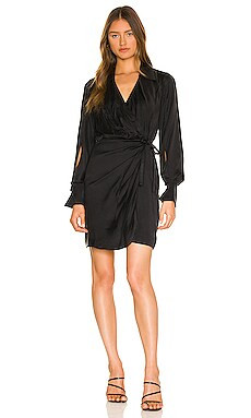 JONATHAN SIMKHAI STANDARD Destiny Essentials Long Sleeve Wrap Dress in Black from Revolve.com | Revolve Clothing (Global)