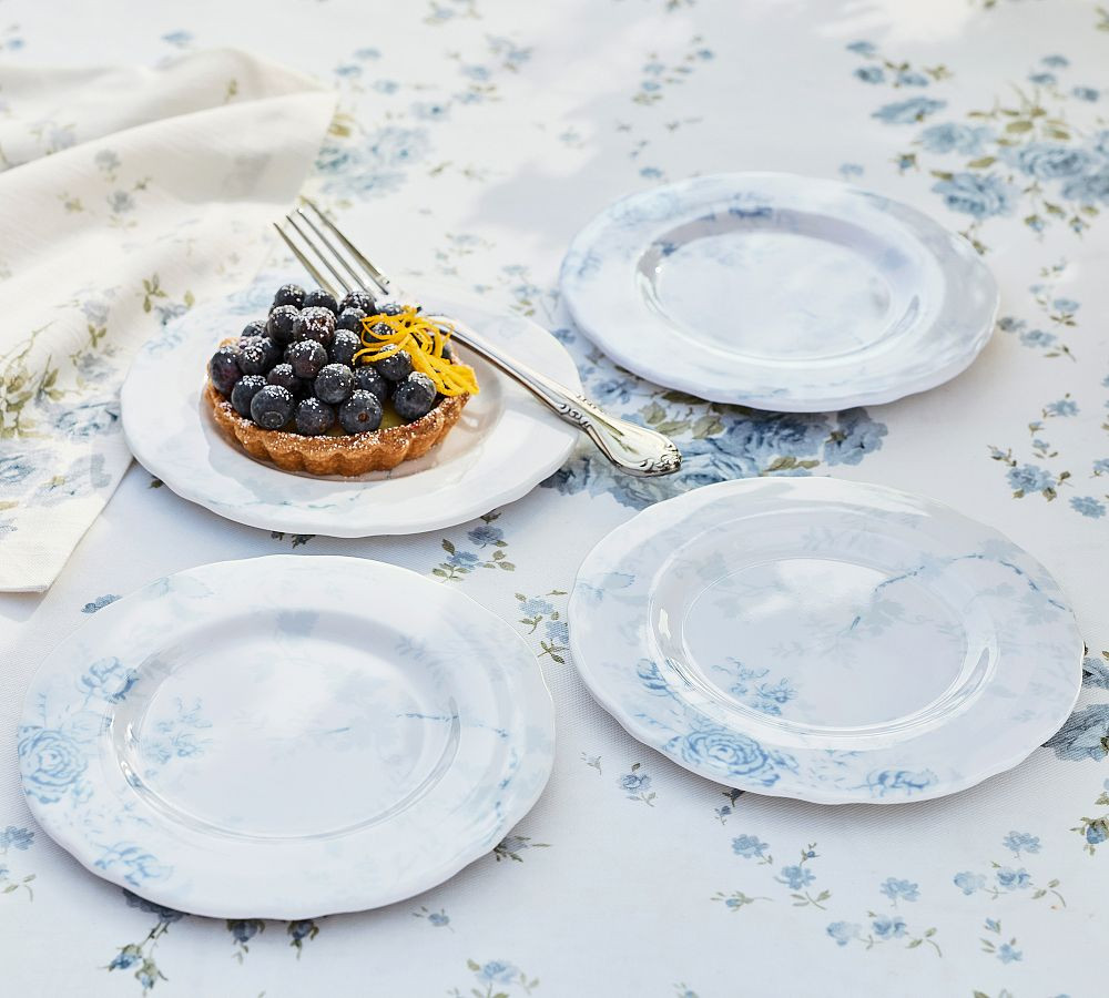 LoveShackFancy Blue Rose Melamine Appetizer Plates - Set of 4 | Pottery Barn (US)