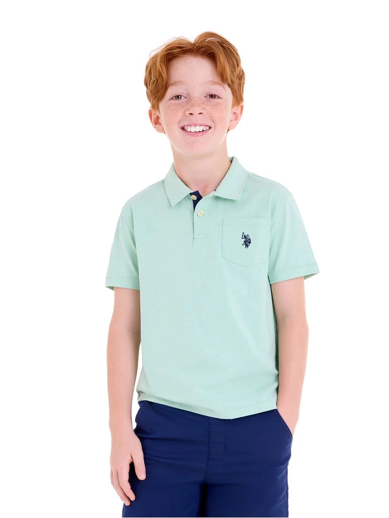 U.S. Polo Assn. Boys Jersey Pocket Polo Shirt, Sizes 4-18 | Walmart (US)