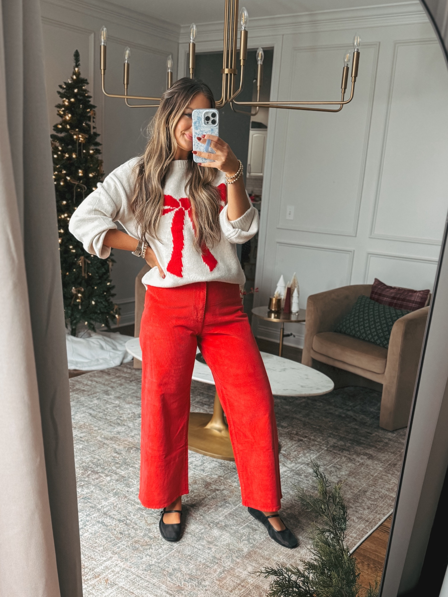 The cutest Target Holiday outfit! I love the red corduroy pants paired with the softest bow sweater! So cute and festive! These both fit true to size 

#LTKHoliday #LTKStyleTip #LTKParties