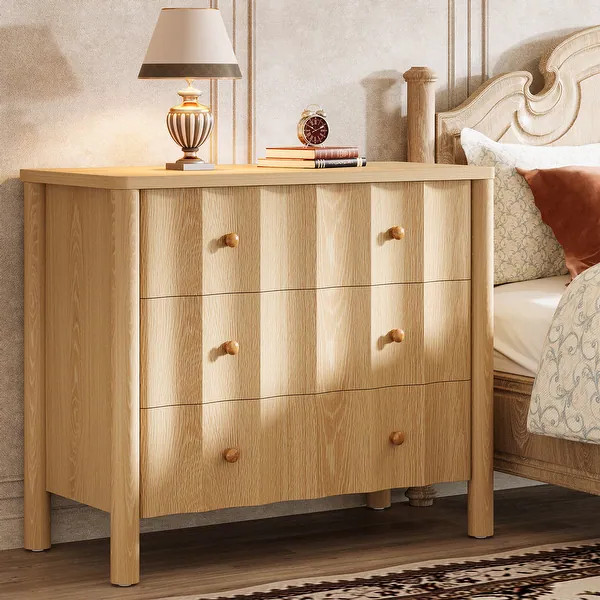 Wood Nightstand with 3 Drawers, Modern Large Night Stand | Bed Bath & Beyond
