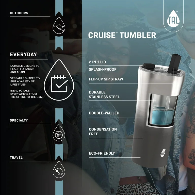 TAL Stainless Steel Tumbler 25 oz, Purple Rainbow | Walmart (US)