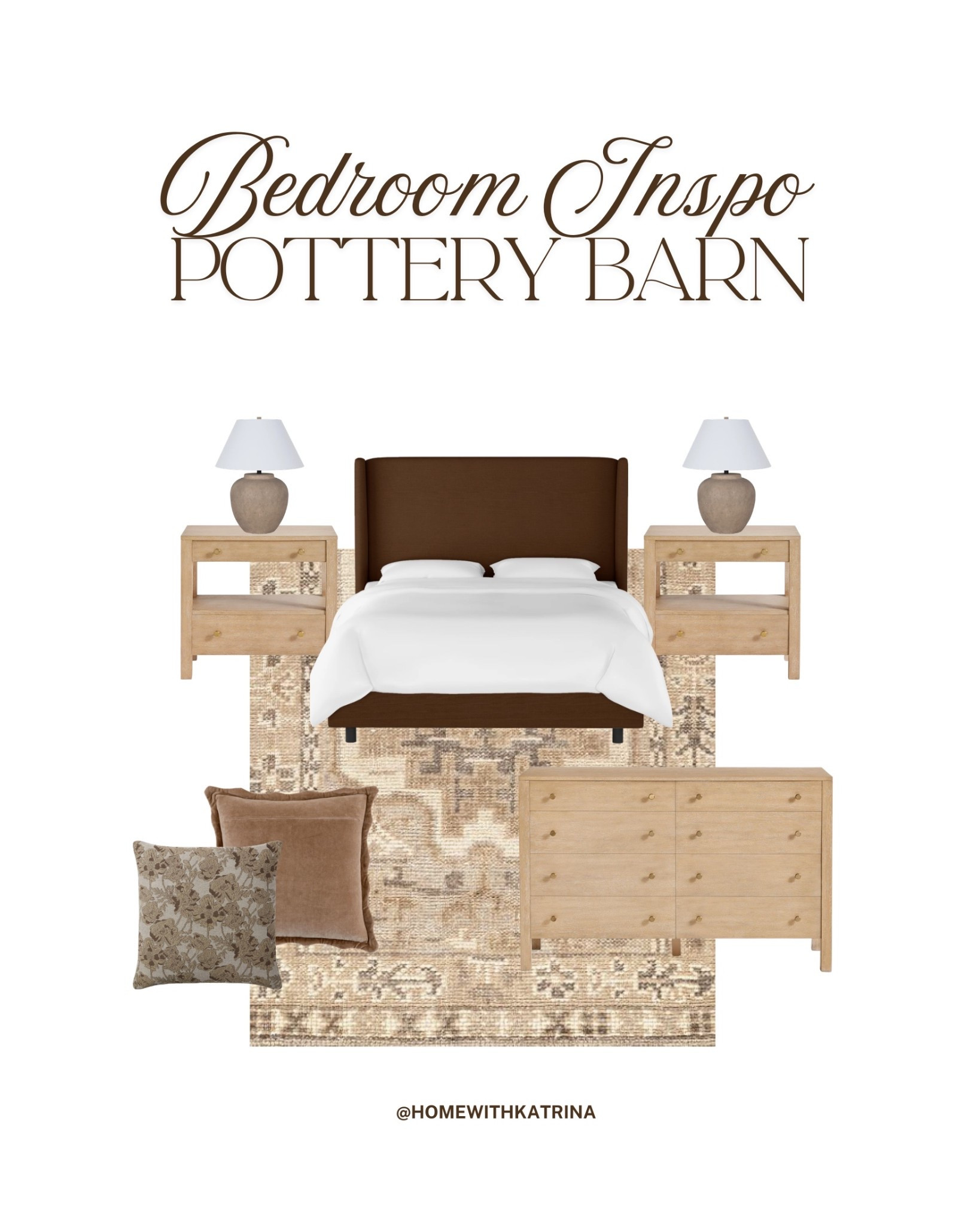 pottery barn, mood board, neutral home, home decor inspo, bedroom furniture, master bedroom, chocolate brown headboard, linen bed, oak dresser 

#LTKSeasonal #LTKHome #LTKSaleAlert