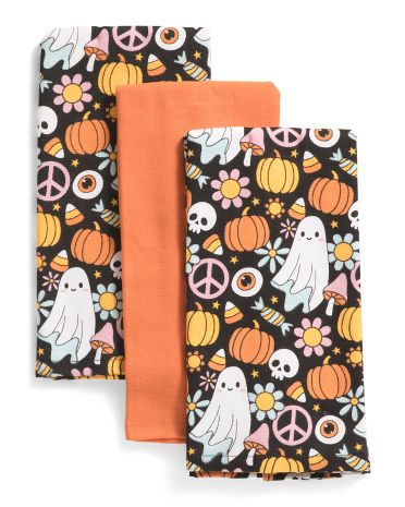 Set Of 3 Peace Out Ghost Scout Kitchen Towels | TJ Maxx