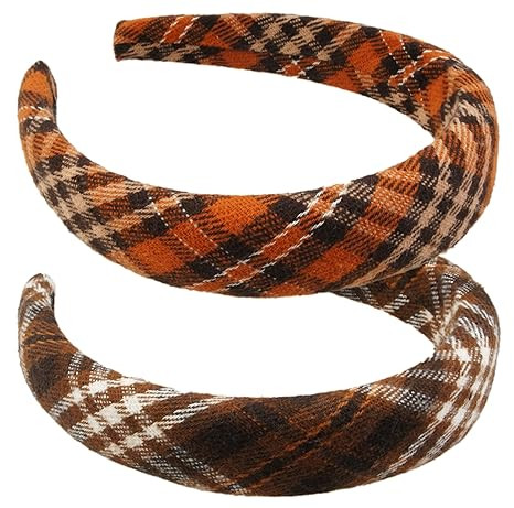 VIVIAN & VINCENT 2 Pack of Womens Fall Scottish Tartan Headbands Headwraps Hair Band with Bow Ora... | Amazon (US)