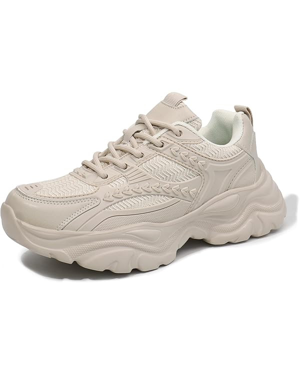 Women's Lace-up Platform Walking Shoes Comfortable Retro Stylish Workout Sport Work Casual Chunky... | Amazon (US)