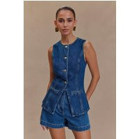 Abel Denim Button Up Top - Dark Blue | MESHKI US