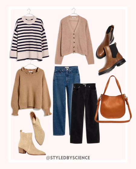 Striped sweater / brown cardigan / Madewell sale / oversized sweater / boxy sweater / cropped cardigan / cropped sweater / straight leg jeans / boyfriend jeans / wide leg jeans / suede ankle boots / ankle booties / fall outfit ideas / causal fall outfit / high waisted jeans / capsule wardrobe outfit / leather crossbody bag / leather satchel bag / crossbody bag with adjustable straps / lug sole boots / waterproof boots 

#LTKshoecrush #LTKstyletip #LTKSeasonal
