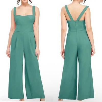 Gal Meets Glam NWT Nicole Teal Jumpsuit Women's Size 12 Sleeveless Cocktail | eBay US