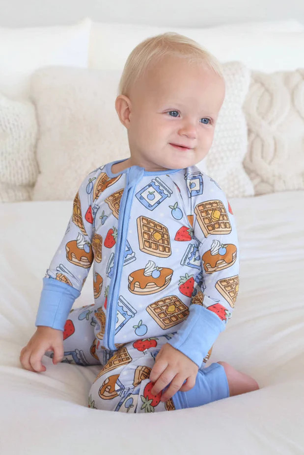 Sweet Stacks Convertible Zip Romper | Blue | Caden Lane