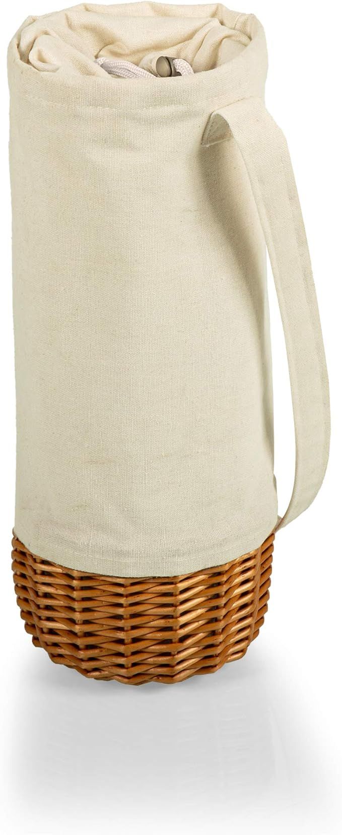 PICNIC TIME Malbec Insulated Canvas and Willow Wine Bottle Basket, Wine Tote, Wine Gift Bag | Amazon (US)