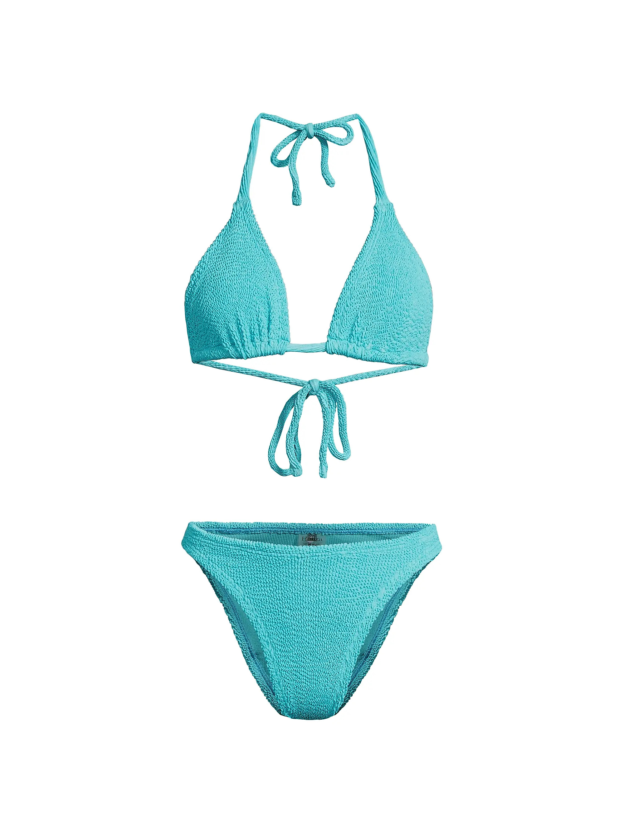 Finished in a textured knit, Hunza G's Tammy bikini showcases a triangle cup top and stretchy bot... | Saks Fifth Avenue